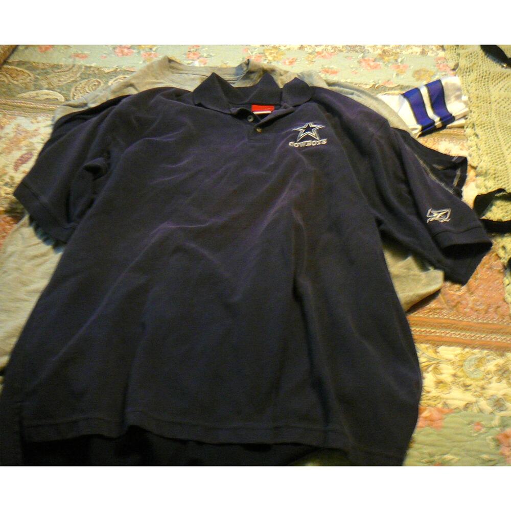 Reebok Men Black 2XL Play Dry Dallas Cowboys Polo Shirt